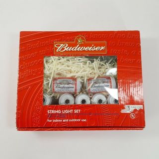 Budweiser Beer Can 20 Pc Indoor Outdoor String Light Set Bar Pub Party 21ft