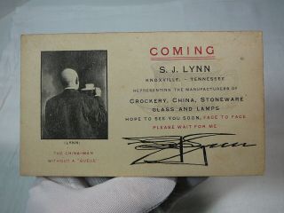 S J Lynn Advertising Postcard Knoxville Tennessee Antique Cup Saucer Stoneware