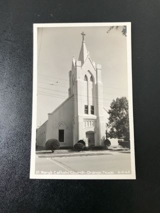 Vintage Rppc St Mary’s Catholic Church Orange Texas Real Photo Postcard