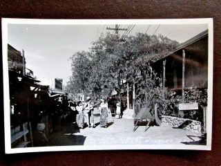 Vintage Olvera Street Los Angeles Ca Real Photo Postcard Men Women Market Cart