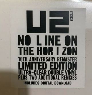 U2 LP x 2 No Line On The Horizon Double CLEAR VINYL Limited Edition.  Unplayed 2