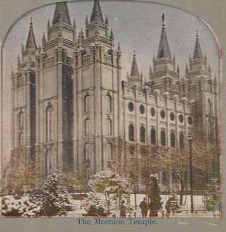 The Mormon Temple In Winter,  Salt Lake City,  Utah,  Circa 1900 Stereoview Card