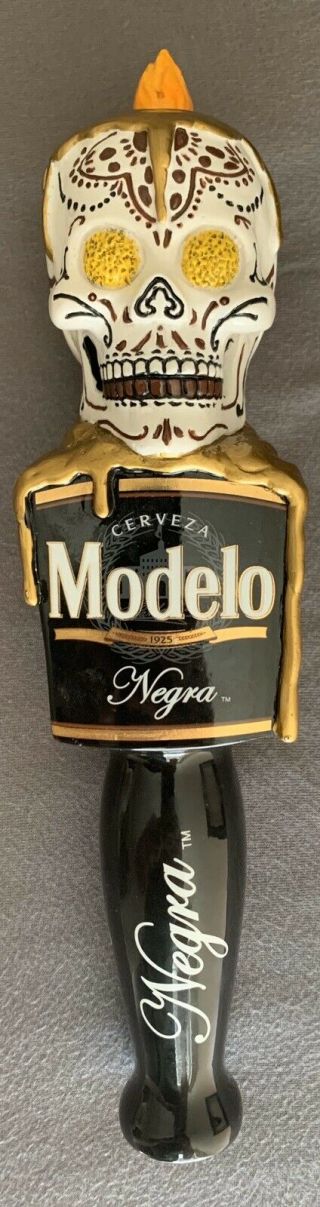 Modelo Negra Dia De Los Muertos Skull Beer Tap Handle 11 Inch