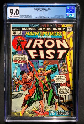 Marvel Premiere 16 Cgc 9.  0 Vf/nm (1974) 2nd Appearance Iron Fist
