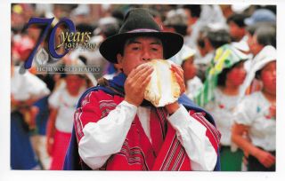 Qsl Radio Hcjb Quito Ecuador South America 2001 Fiestas Card B In Series Dx Swl