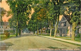 A View Of The Homes On Pleasant Street,  Looking South,  Waterville,  Maine Me