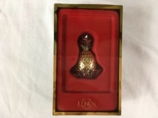 Lenox Hospitality Williamsburg Pineapple Ornament Gold Plated Boxed Opens Sash