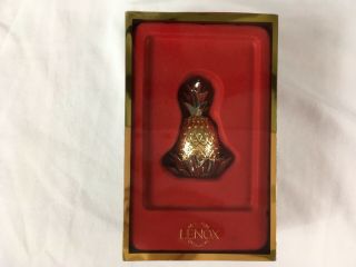 Lenox Hospitality Williamsburg Pineapple Ornament Gold Plated Boxed Opens Sash 2