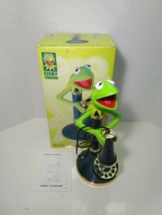 Vintage Kermit The Frog Candlestick Telephone Muppets Disney