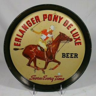Erlanger Pony Deluxe Beer Tin Litho Serving Tray Brewing Philadelphia Pa Horse
