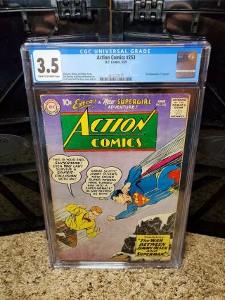 Action Comics 253 Cgc 3.  5 2nd Supergirl Dc Comics 1959 Superman