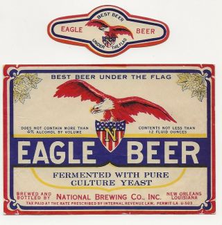National Brewing Eagle Beer Label With Neck Irtp U Orleans La