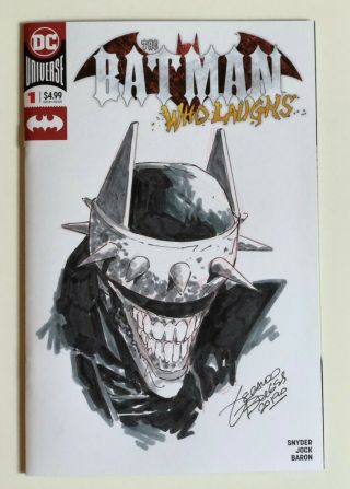 The Batman Who Laughs 1,  Blank Signed & Sketch,  Geraldo Borges (dc Comics 2/19)