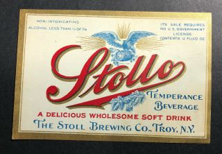 Stollo Temperance Beverage Beer Label Prohibition Troy York Not Irtp