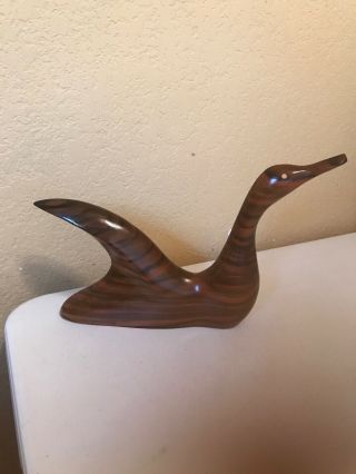 Hand Carved Wooden Goose Figurine Mantel Piece 7 " X 6 "