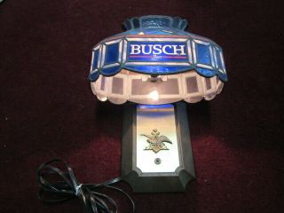Busch Beer Sign Faux Stained Glass Sconce Light Up Tiffany Style Lamp Wall Bar