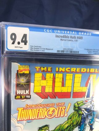 Incredible Hulk 449 CGC 9.  4,  Marvel Comics 1st Thunderbolts - MOVIE ANNOUNCED 2