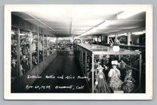 Nettie & Alice Doll Museum Beaumont California Rppc Vintage Interior Photo 50s