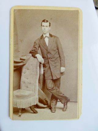 Antique Cdv Cabinet Photo Young Man Gent In Stylis Long Frock Coat Chicago Il
