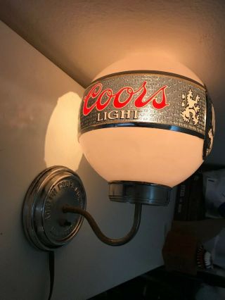 Vintage Coors Light Beer Wall Lamp Globe Bar Pub Light Advertisement
