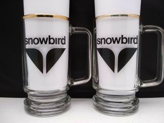 Two Snowbird Ski Resort Salt Lake Utah Coffee Mug Beer Skiing Clear Glass Gold