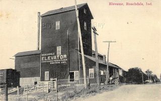 Vintage Postcard Grain Elevator Roachdale Indiana Seed Feed Flour Mill 1912 Ind