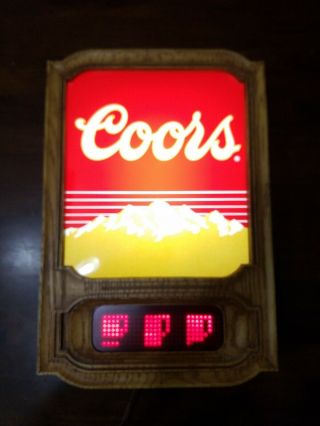 Vintage 1981 Coors Beer Lighted Digital Wall Bar Clock Sign Man Cave Deco