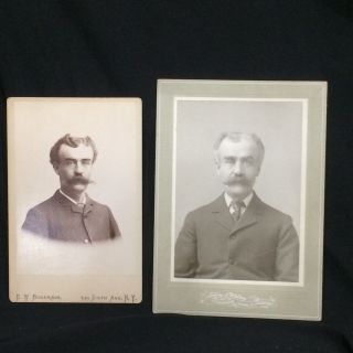 2 Antique Photos Of Men With Mustaches Handsome Bogardus York