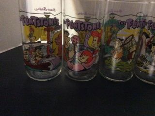 Hardee ' s Flintstones Glasses Complete Set of 4 The First 30 Years Hanna - Barbera 3
