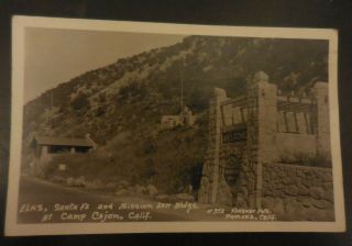Vintage Real Photo Postcard Elks Santa Fe & Mission Inn Building Camp Cajon Ca