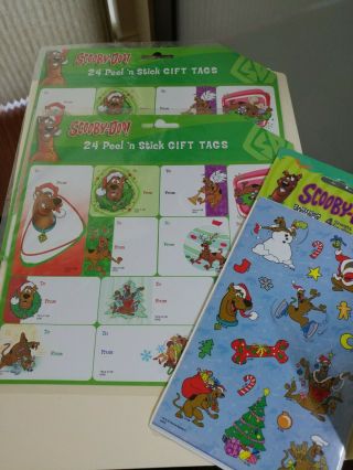 Scooby Doo Christmas 48 Gift Tag Stickers And 4 Sheets Sd Approx.  40 Stickers