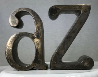 A Z Bookends Heavy Metal With Patina Industrial Made In India 6 " Tall Arizona