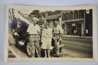 Vintage Photo 4th Of July Parade? Truck Decorated,  Man In Standard Oil Uniform