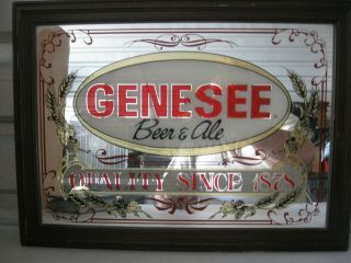 Vintage Genesee Beer On Tap Bar Sign Mirror