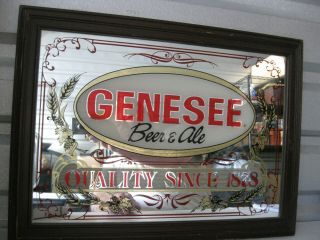 Vintage Genesee Beer On Tap Bar Sign Mirror 3