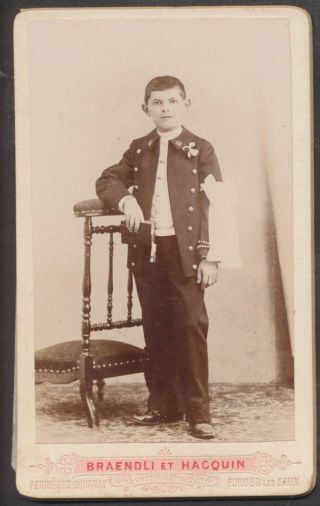 Cdv2801 French Victorian Carte De Visite: Boy In Communion Suit,  Braendli & Hacq