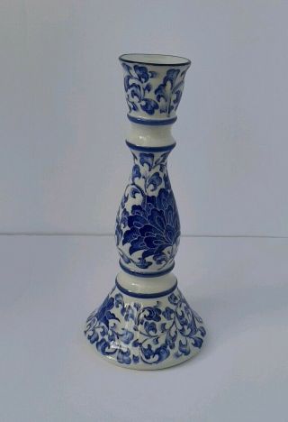 Vintage Blue & White Ceramic Candle Holders Andrea By Sadek