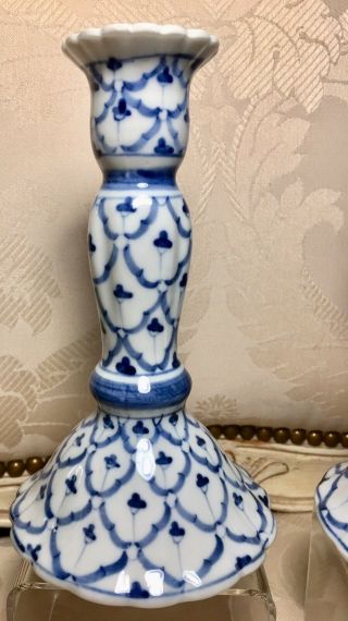 Vintage Pair Blue & White Ceramic 7 