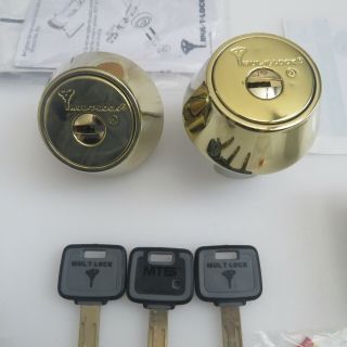 Mul T Lock Mt5,  Deadbolt Hercular Double Cylinder 3 Keys - Bright Brass No Box