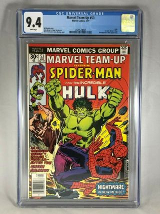 Spider - Man Marvel Team - Up 53 Cgc 9.  4 1977 1/77 White Hulk 1st Byrne X - Men