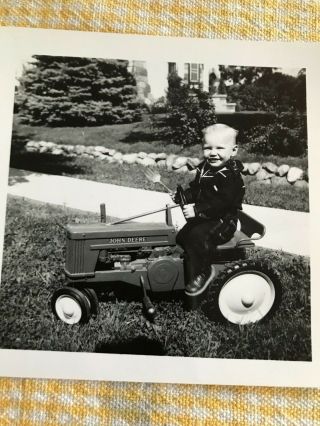 Vintage Photo Child On Small John Deere 60 Pedal Tractor
