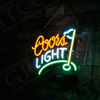 Coors Light Golf Flag Display Custom Decor Room Beer Hand Craft Neon Sign 3