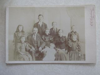 Tt186 Vint Cabinet Card Photo Victorian Dress Large Family Monroe Wi Wisconsin