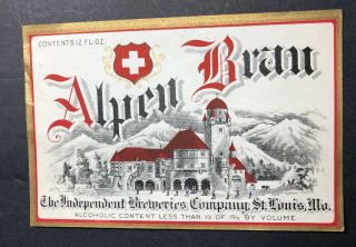 Alpen Brau Prohibition Not Irtp Beer Label St Louis Mo Incredible Graphics