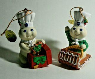 Pillsbury Doughboy Christmas Ornaments,  Danbury,  Set Of Two,  2012 Sled Gift