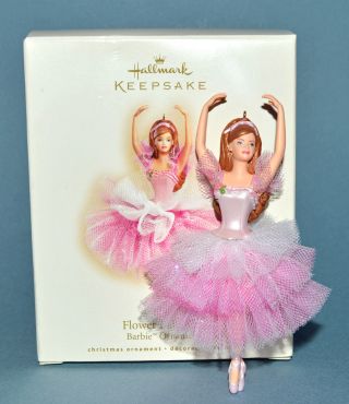 Hallmark Keepsake Flower Ballerina Barbie Ornament 2007 Pink Tutu