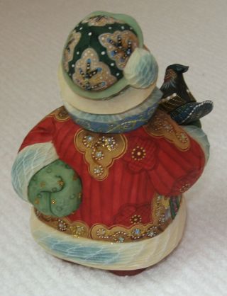 BIRD Watcher Russian SANTA Figure by G.  DeBrekht 2003 CHRISTMAS Hand Painted 2