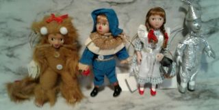4 Wizard Of Oz Christmas Ornament Figures Doll Dorothy,  Lion,  Tin Man,  Scarecrow
