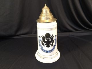 Vintage Lidded German Stein - Lady Lithopane - United States Air Force In Europe