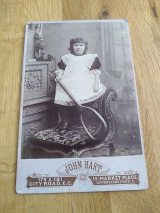 Victorian Cabinet Card Ft Little Girl With Tennis Racket
